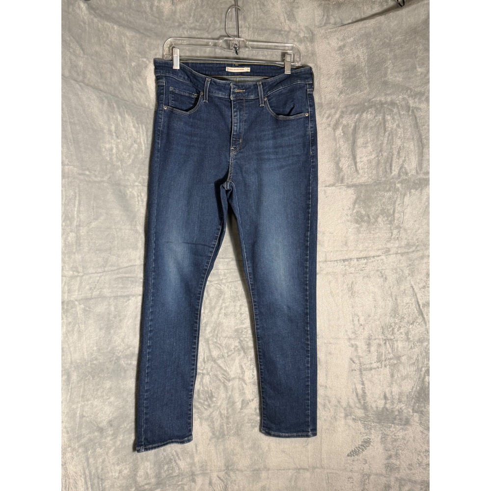 Levis Classic Mid Rise Skinny Jeans Dark Wash‎ Indigo Denim Womens 14